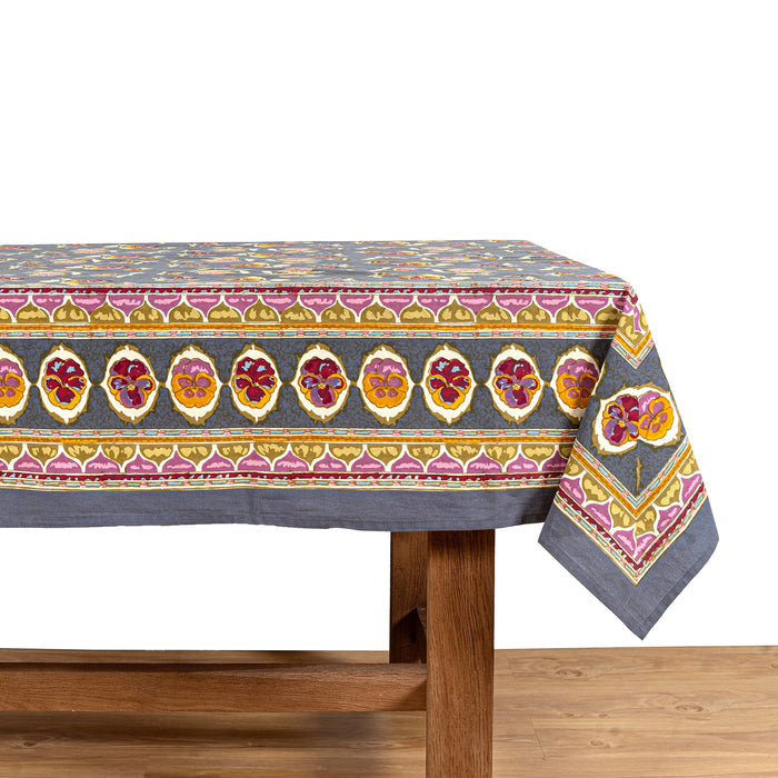 Pansy Red & Grey | French Tablecloths: 71" x 71"