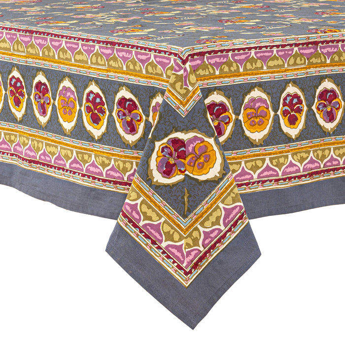 Pansy Red & Grey | French Tablecloths: 71" x 71"