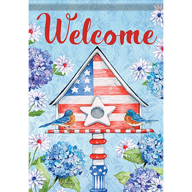 Patriot Birdhouse Garden Flag