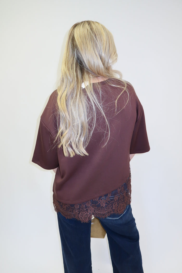Perfect Timing Asymmetrical Lace Hem Top - The Pink Tulip Clothing