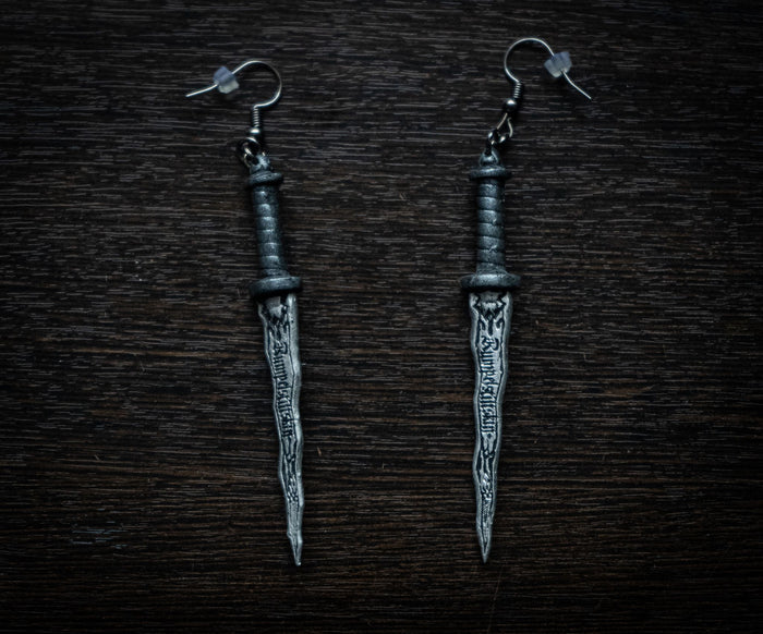 Personalized Dark One Dagger Earrings and Necklace | Custom Name Jewelry Set - 3DPrintProps