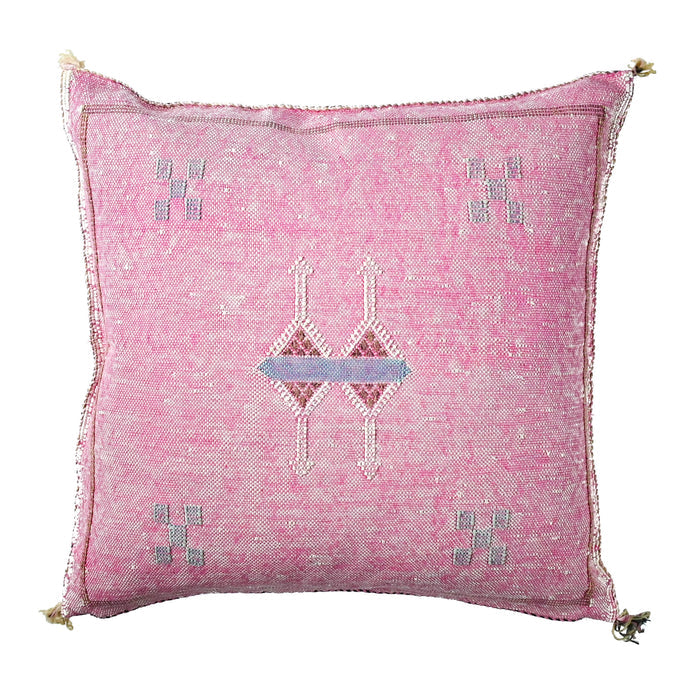 Petal VII Artisanal Handmade Moroccan embroidered cactus silk sabra pillow pink handwoven