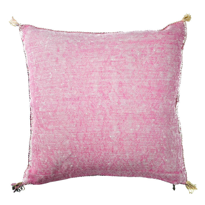 Petal VII Artisanal Handmade Moroccan embroidered cactus silk sabra pillow pink handwoven