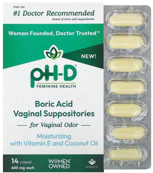 pH-D Boric Acid Vaginal Suppositories - 14 count