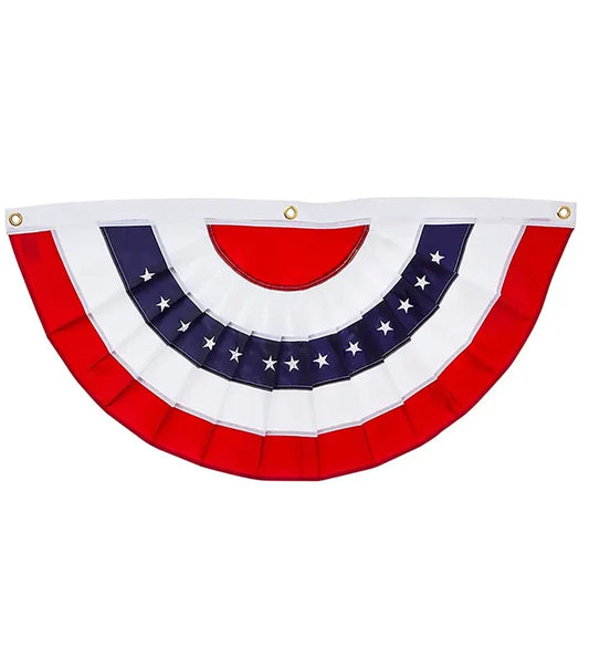Plow And Hearth Large Half Round Patriotic Americana Flag with Embroidered Stars