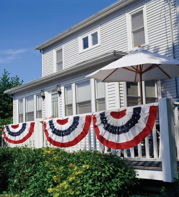 Plow And Hearth Large Half Round Patriotic Americana Flag with Embroidered Stars