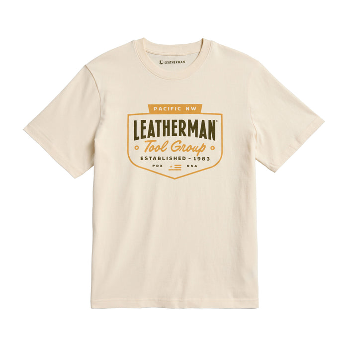 Front of the Leatherman natural gold Pacific Northwest tee