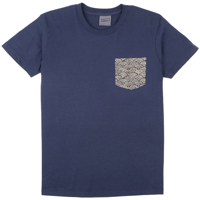 Pocket Tee - Navy + Seigaiha Waves - Indigo by Naked & Famous Denim