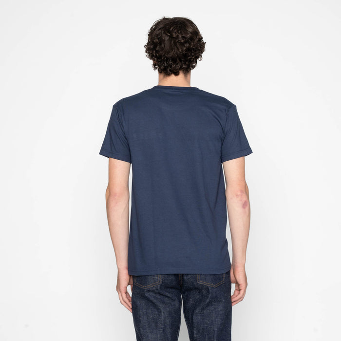 Pocket Tee - Navy + Seigaiha Waves - Indigo by Naked & Famous Denim