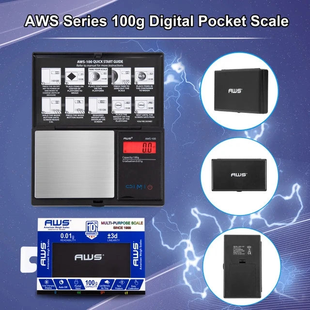 A digital pocket scale with a black protective cover and stainless steel weighing platform, featuring a digital LCD display.