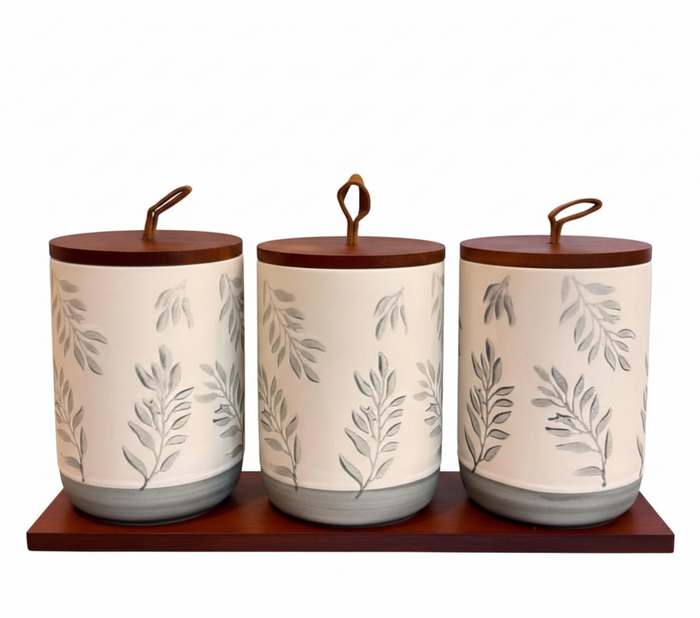 Premium ceramic airtight storage jars set with wooden lid and tray Home Hatch Pakistan
ceramic storage jars set

airtight kitchen jars Pakistan

tea coffee sugar jars set

ceramic jars with wooden lid

Home Hatch kitchen storage

kitchen countertop storage set

ceramic canister set Pakistan

modern kitchen jars

storage jars with tray

premium kitchen accessories Pakistan