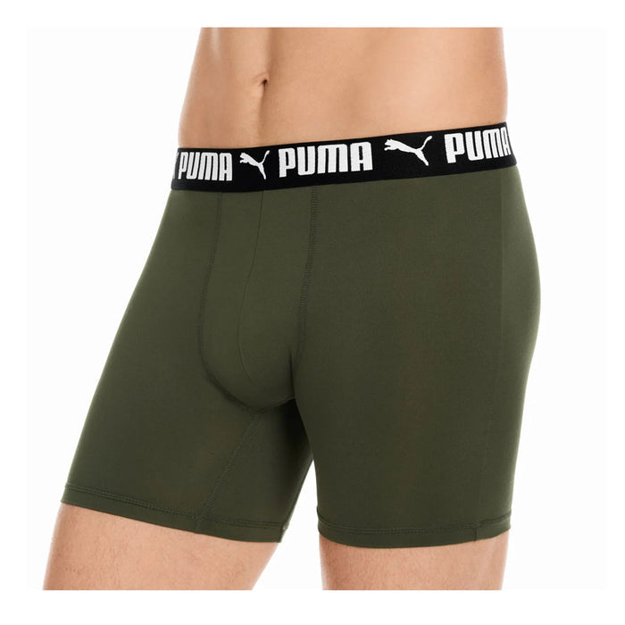 PUMA Men's Sport Stretch Boxer Briefs - Pack Of 5 (Navy, Black, Grey, Green)