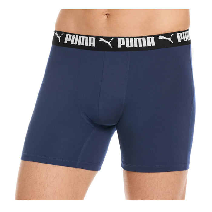 PUMA Men's Sport Stretch Boxer Briefs - Pack Of 5 (Navy, Black, Grey, Green)