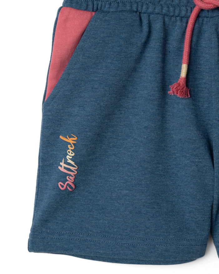 Rainbow Ocean  Kids Short in Dark Blue