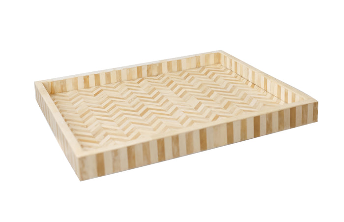 Rectangular Tray White & Natural Chevron(Wholesale Price)