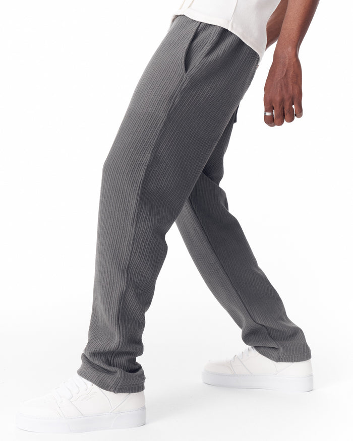 Relaxed Fit Ribbed Gray Sweatpants With Drawstring (7)