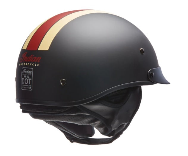 Retro Racing Stripe Half Helmet, Black
