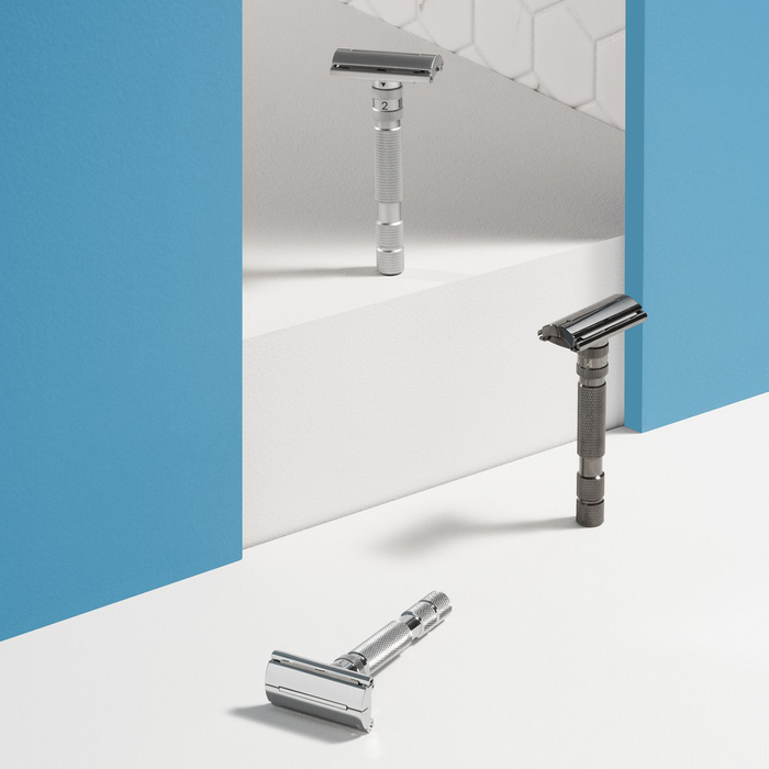 rockwell t2 adjustable double edge safety razor gunmetal chrome