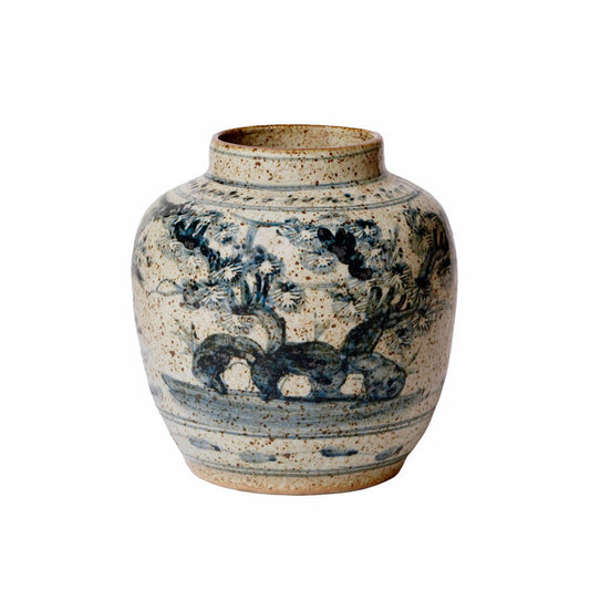 Rustic Porcelain Three Friends Small Round Vase