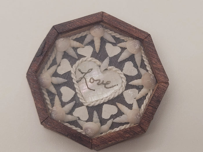 Sailor's Valentine - 'Love' Inscribed Centerpiece with Hearts & Assorted Shells - by Pam Friend