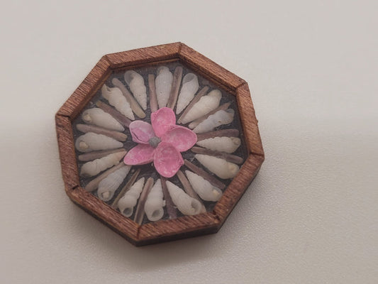 Sailor's Valentine - Shells Surrounding Pink Flower - by Pam Friend