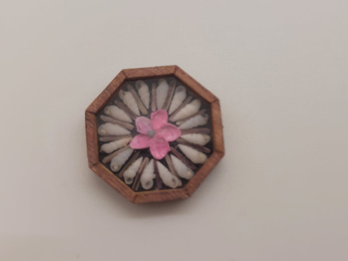 Sailor's Valentine - Shells Surrounding Pink Flower - by Pam Friend