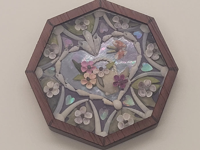 Sailor's Valentine – Abalone Style Heart Center with Flowers & Shells – by Pam Friend