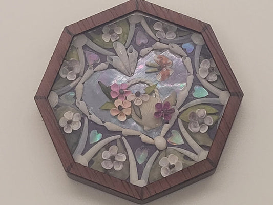 Sailor's Valentine – Abalone Style Heart Center with Flowers & Shells – by Pam Friend