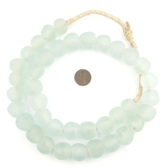 handmade large seafoam Ghanaian glass bead strands