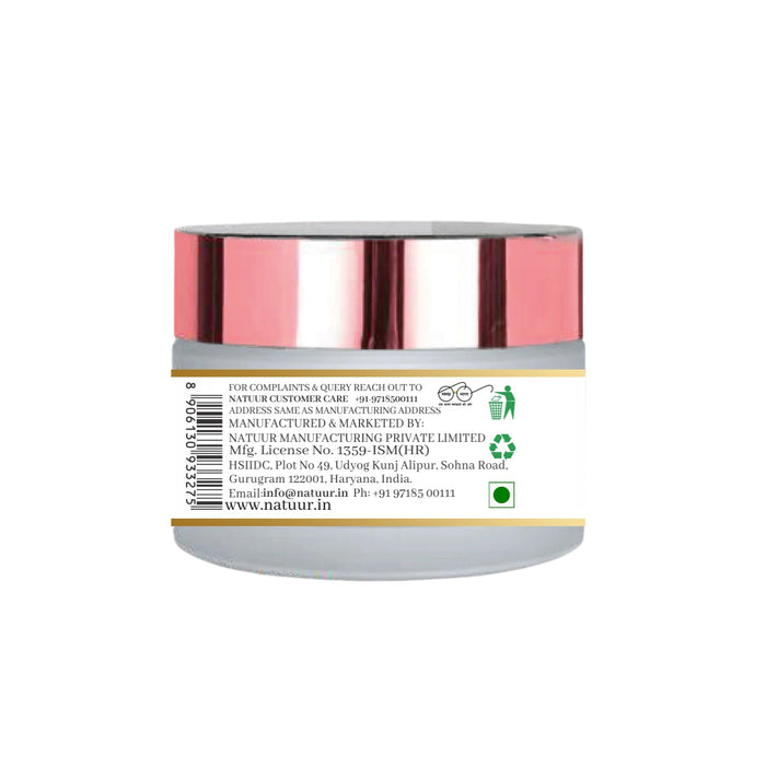 Natuur.in Shata Dhauta Ghrita moisturizing face cream jar with a metallic pink lid and product label details.