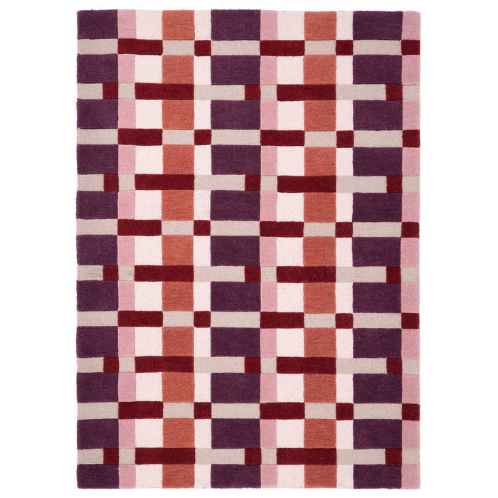 Sienna Weave Rug- 100% wool rug in pink, cream and purple.