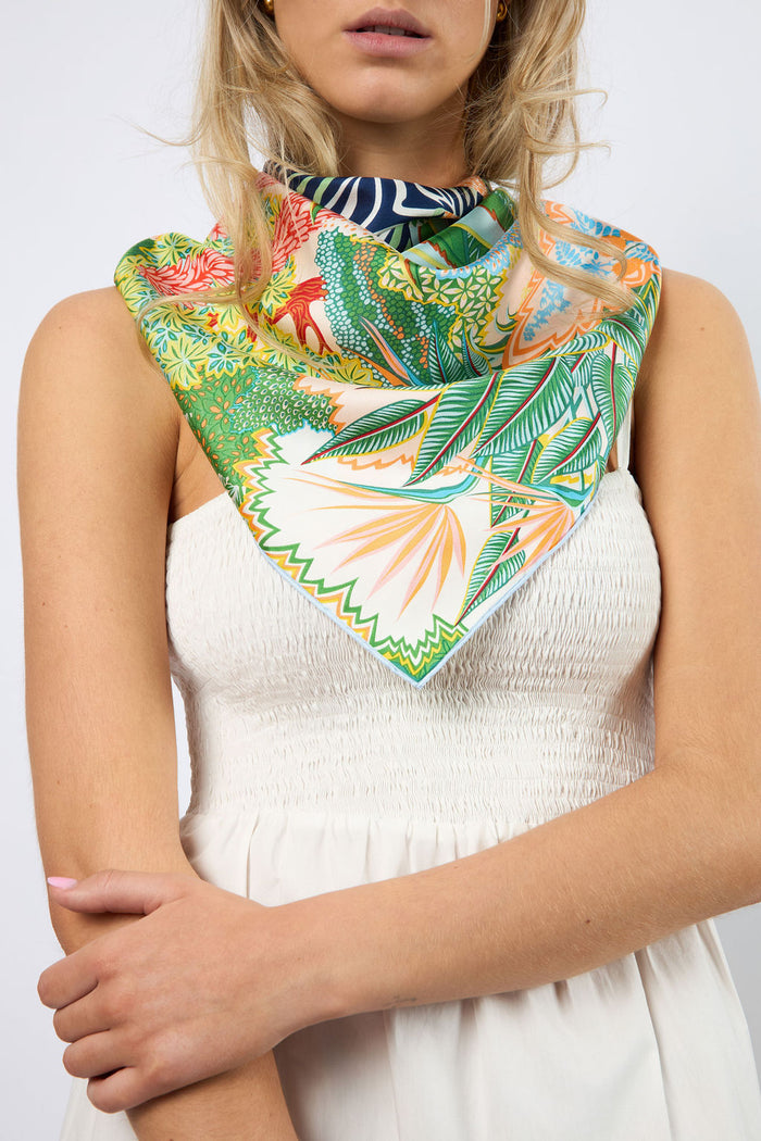 Silk Scarf Zebra in the Jungle Large