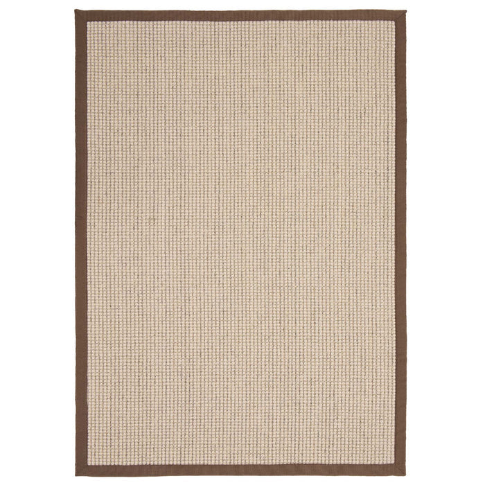Sisal Boucle Mocha Rug made from 100% wool with a solid brown border.