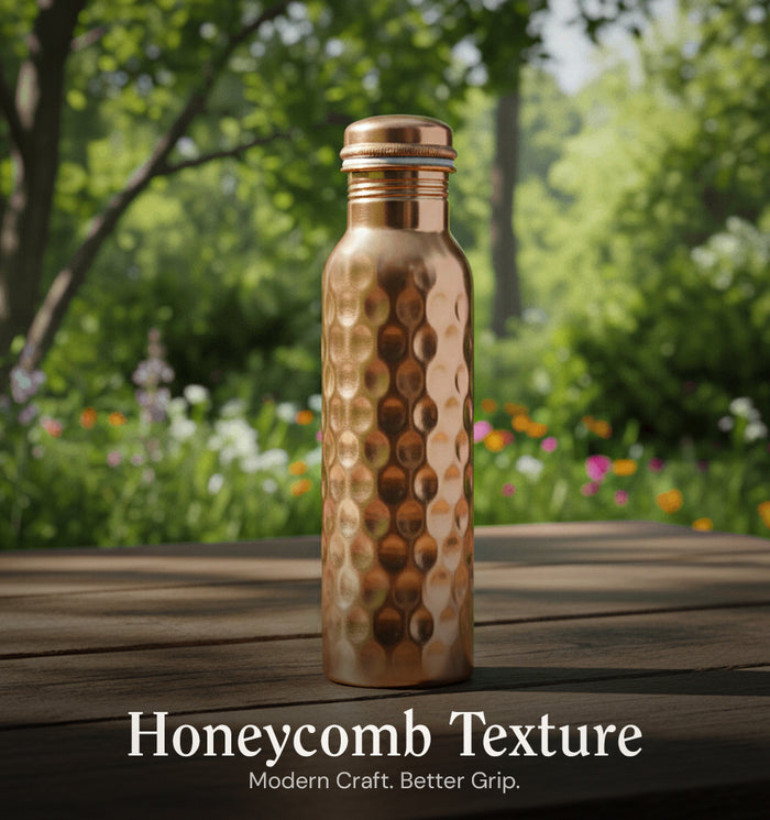 Special Edition Diamond-Cut Honeycomb Copper Water Bottle | Textured Anti-Slip Grip [ Preorder ]