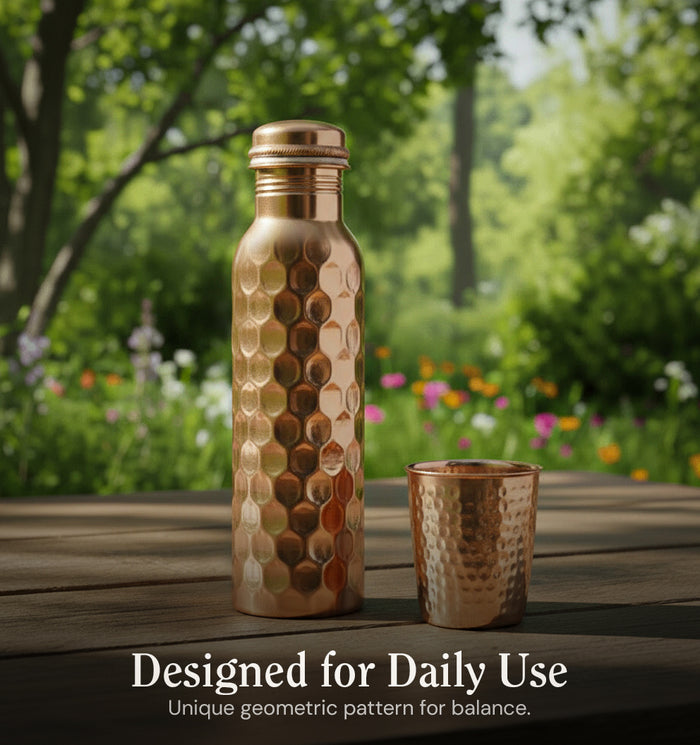 Special Edition Diamond-Cut Honeycomb Copper Water Bottle | Textured Anti-Slip Grip [ Preorder ]