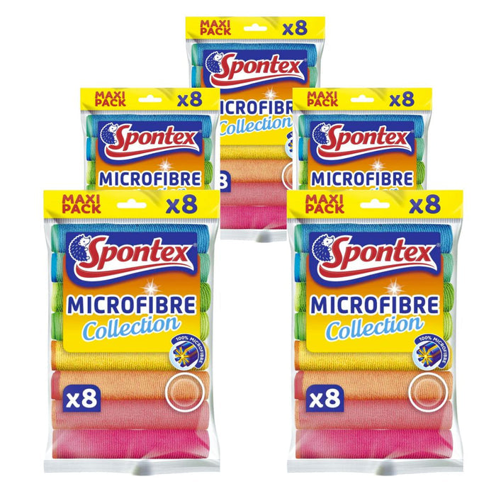 Spontex Microfibre Multi-Purpose Cloths - Pack of 8 x 5 - Shoppers-kart.com
