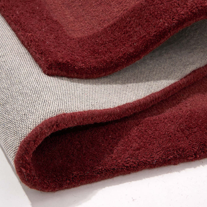 Stacked Borders Wine Red Rug- 100% wool rug in two shades of red.
