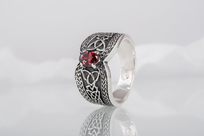 vkngjewelry Ring Sterling Silver Viking Ornament Ring Handcrafted Knotwork Jewelry