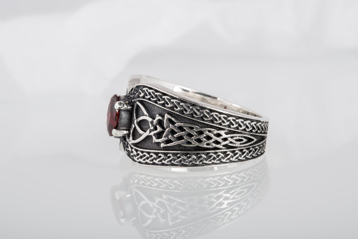 vkngjewelry Ring Sterling Silver Viking Ornament Ring Handcrafted Knotwork Jewelry