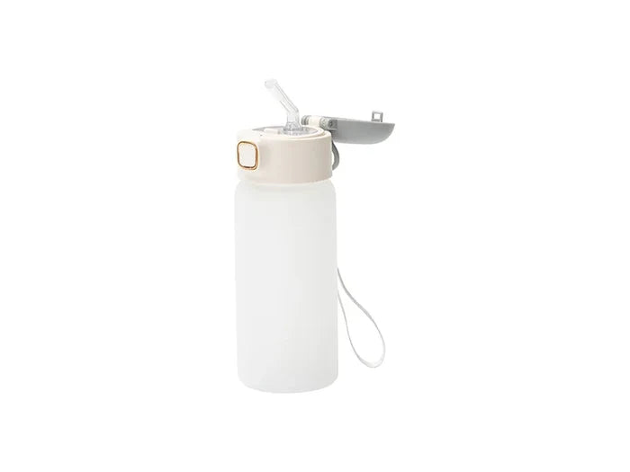 Sublimation 15oz/450ml Frosted Kids Glass Bottle with Gray Pop-up Straw Lid
