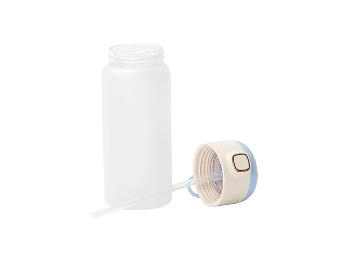 Sublimation 15oz/450ml Frosted Kids Glass Bottle with Light Blue Pop-up Straw Lid