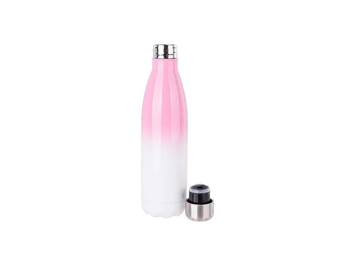 Sublimation 17oz/500ml Stainless Steel Cola Shaped Bottle (Gradient Color White&Pink)