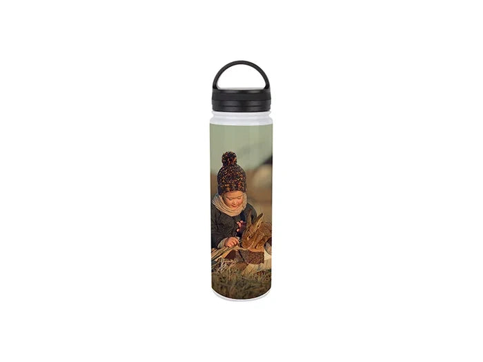 Sublimation 25oz/750ml Stainless Steel Flask w/ Portable Lid (White)