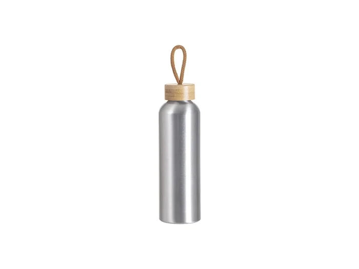 Sublimation Blanks 20oz/600ml Aluminum Water Bottle w/ Bamboo Lid (Silver)