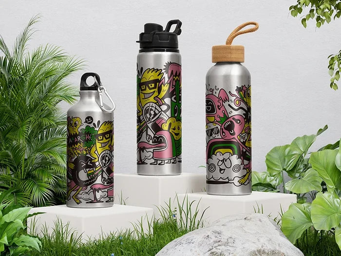 Sublimation Blanks 20oz/600ml Aluminum Water Bottle w/ Bamboo Lid (Silver)