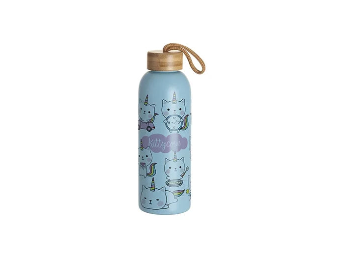 Sublimation Blanks 25oz/750ml Frosted Glass Bottle w/ Bamboo Lid (Light Blue)