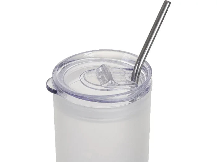 Sublimation Blanks 25oz/750ml Glass Skinny Tumbler with Plastic Straw&Lid (Frosted, Gradient Red)