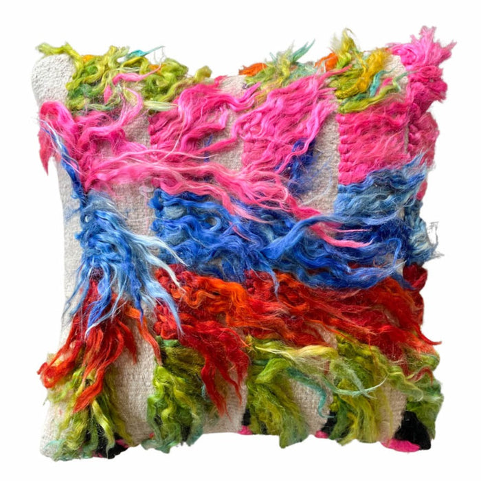 artisan handmade turkish tulu pillow made with vintage rug textiles 18x18