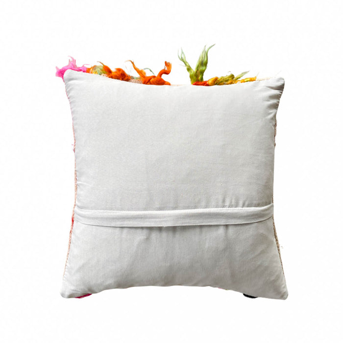artisan handmade turkish tulu pillow made with vintage rug textiles 18x18