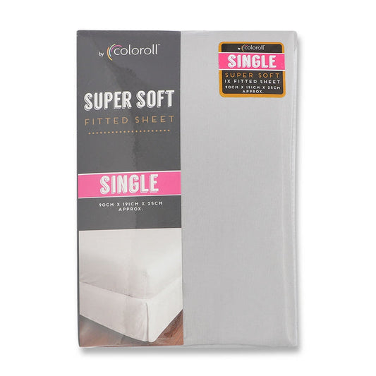 Coloroll Microfibre Silver Single Fitted Sheet  330491